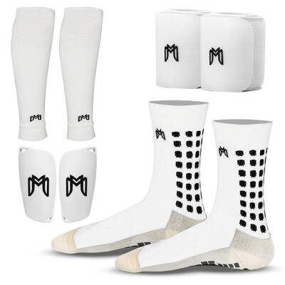 MediCaptain Elite Soccer Bundle - Grip Sock, Shin Guards, Pre-Cut Sock Sleeves, and Shin Guard Straps Bundle – Essential