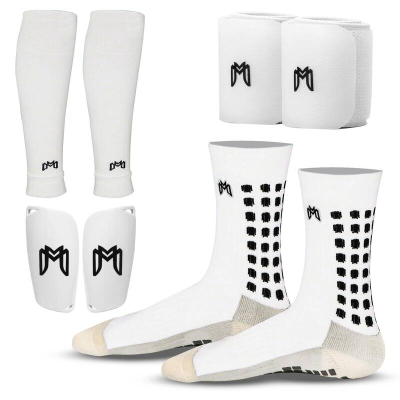 MediCaptain Elite Soccer Bundle - Grip Sock, Shin Guards, Pre-Cut Sock Sleeves, and Shin Guard Straps Bundle – Essential
