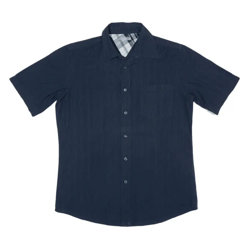 BIAGGINI Plain Shirt Blue Short Sleeve Mens S