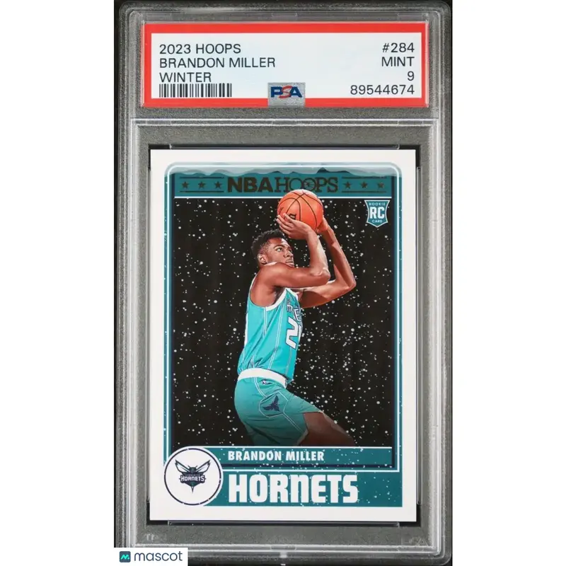 Brandon Miller PSA 2023 Panini NBA Hoops Winter RC Tribute Rookie 9 MINT Hornets