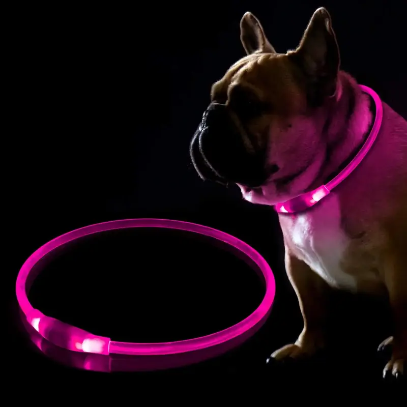USB Rechargeable LED Dog Collar, Fashionable Glow in The Dark Pet Collar, Pet Supplies for Night Safety, Dog & Cat Accessorie...