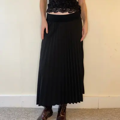 New Collection Maxi Pleated Skirt - 25W UK 6 Black Polyester Blend