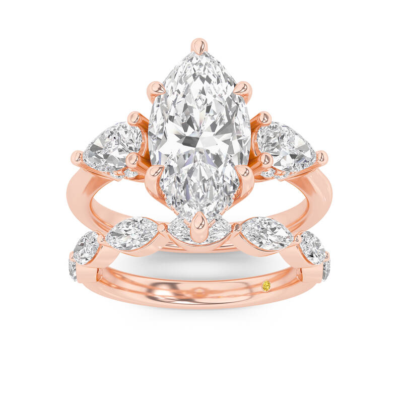 Celestia Lab Grown Marquise Diamond Engagement Ring with The Elara Wedding Band | 18K Rose Gold 4 3/8 ct. tw.