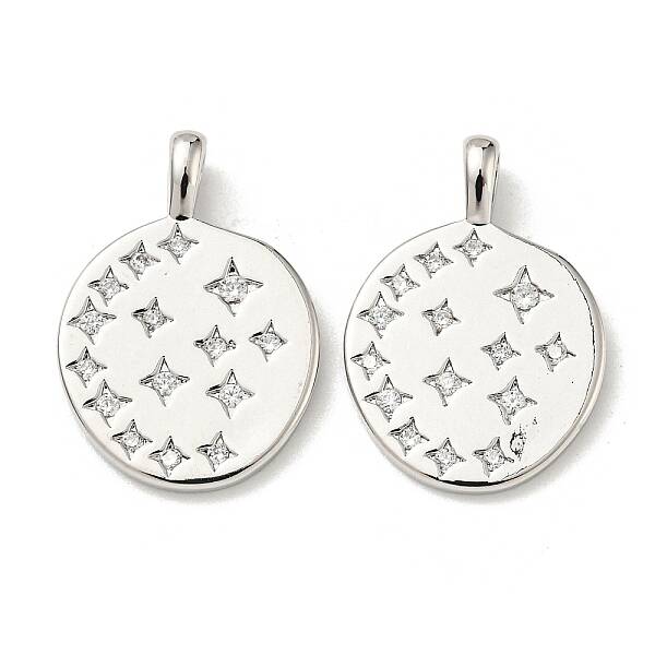 Brass Micro Pave Cubic Zirconia Pendants