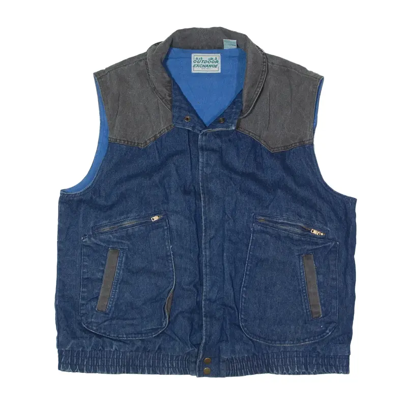 OUTDOOR EXCHANGE Denim Gilet Blue 90s Mens L
