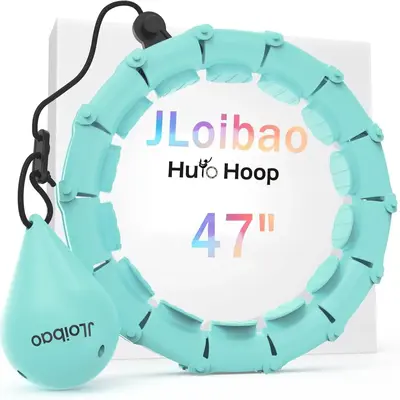 JLoibao Weighted Hula Circle 47 with 24 Detachable Links for Adults Fitness Adjustable Hoop Plus Size Smart Exercise Equipm...