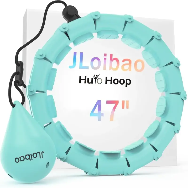 JLoibao Weighted Hula Circle 47 with 24 Detachable Links for Adults Fitness Adjustable Hoop Plus Size Smart Exercise Equipm...
