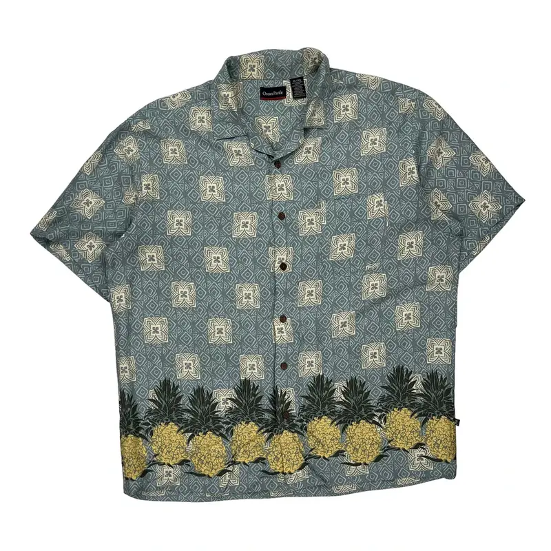 Ocean Pacific Hawaiian Shirt - XL Blue Viscose