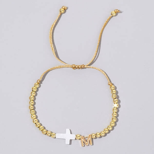 Brass Round Bead Braided Bead Bracelets