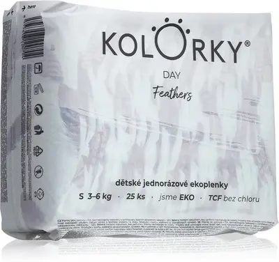 Kolorky Day Feathers ECO disposable diapers size S 3-6 Kg 25 pieces