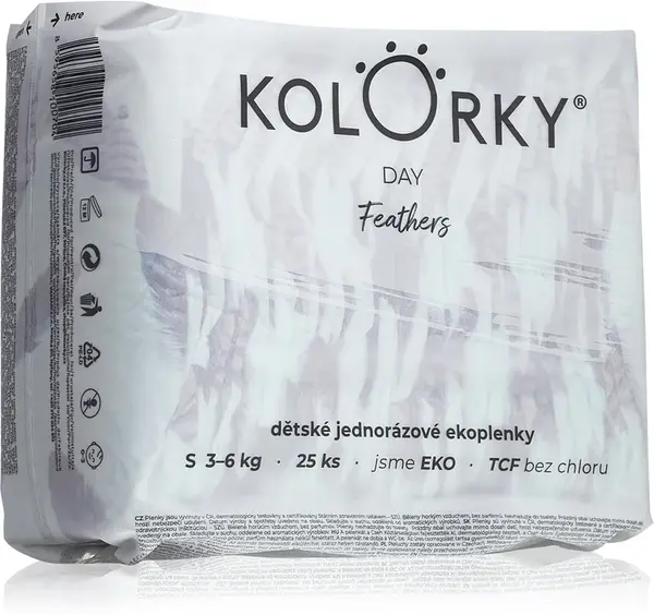 Kolorky Day Feathers ECO disposable diapers size S 3-6 Kg 25 pieces