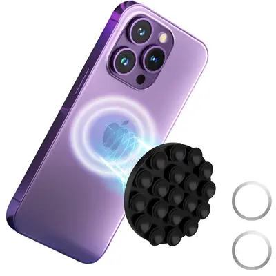 Round Suction Cup Magnetic Phone Holder, Strong Silicone Suction Cup Mobile Phone Holder, Magnetic Cell Phone Holder for Mirr...