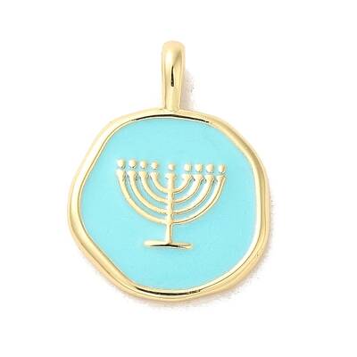 Hannukah Brass Enamel Pendants