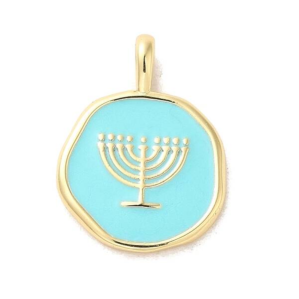 Hannukah Brass Enamel Pendants