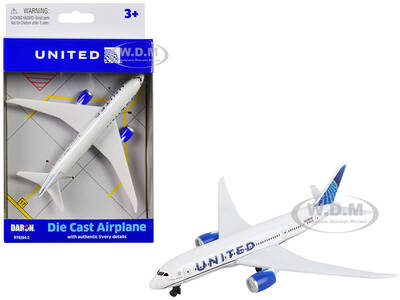 Commercial Aircraft United Airlines (N12010) White with Blue Tail Diecast Model Airplane by Daron