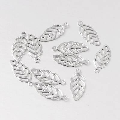 Non-Tarnish Hollow Leaf 316 Surgical Stainless Steel Filigree Charms