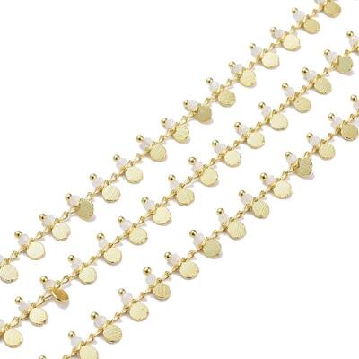 3.28 Feet Handmade Faceted Glass Beaded Chains