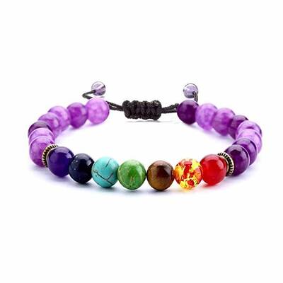 Chakra Theme Natural & Synthetic Mixed Stones Braided Bracelets