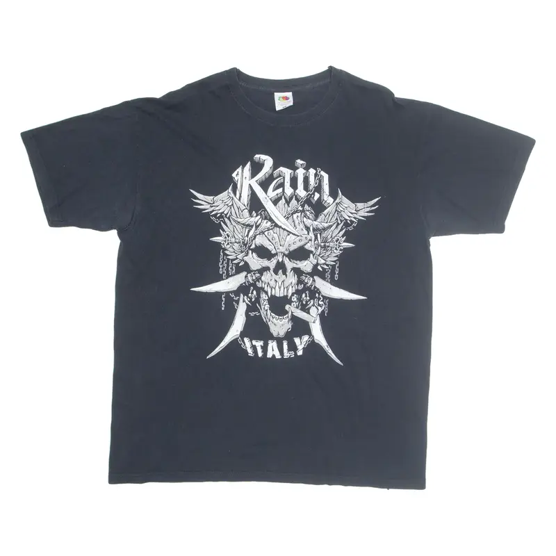 FRUIT OF THE LOOM Rain Italy Mens Band T-Shirt Black L