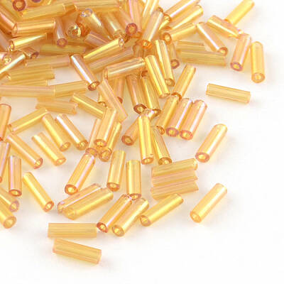AB Color Plated Glass Bugle Beads