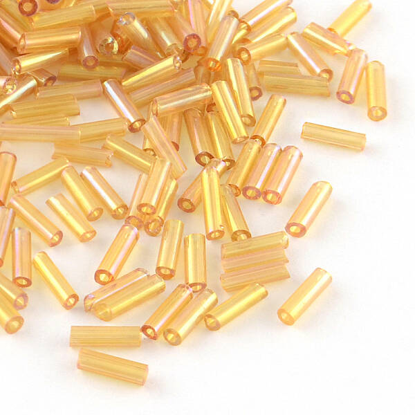 AB Color Plated Glass Bugle Beads