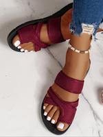 Women's Fashionable Plain Color Toe Thong Popular Summer Sandals, Casual Versatile Breathable Slip on for Beach, Fashion Shoe...