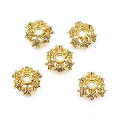 Star Brass Micro Pave Cubic Zirconia Bead Caps
