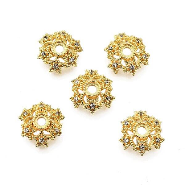 Star Brass Micro Pave Cubic Zirconia Bead Caps
