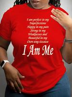 Plus Size Letter Print Round Neck Tee, Fashion Casual Crew Neck Short Sleeve T-shirt for Daily Outdoor Wear, Women Plus Cloth...