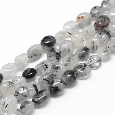 Natural Black Rutilated Quartz Beads Strands