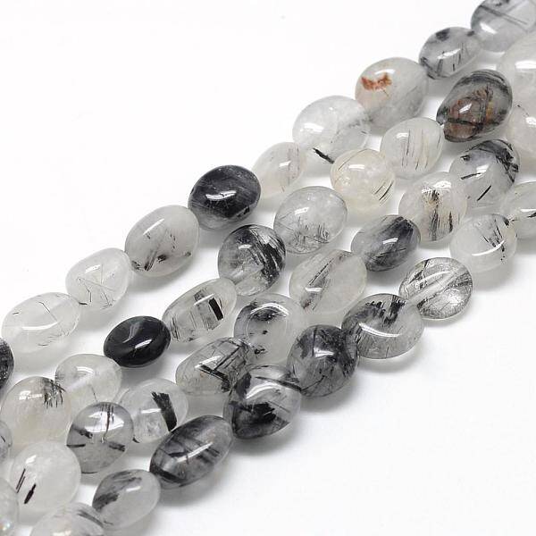 Natural Black Rutilated Quartz Beads Strands