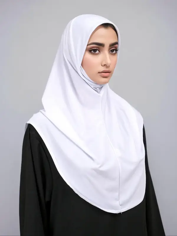 Women's Solid Color Instant Hijab, Casual Breathable Comfortable Hijab for Daily Wear, Women's Islamic Clothing for All Seaso...