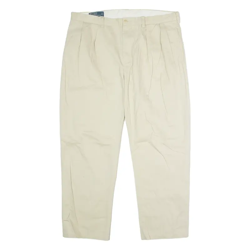 POLO RALPH LAUREN Ethan Chino Mens Twill Trousers Cream Relaxed Straight W36 L30