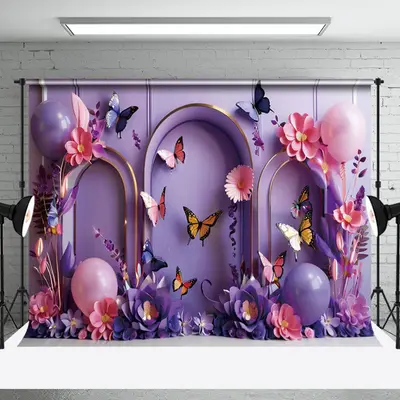 Aperturee Butterfly Girl Birthday Wedding Photography Backdrop