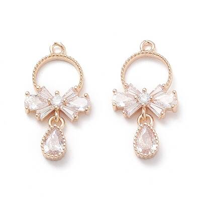 Brass Micro Pave Clear Cubic Zirconia Pendants