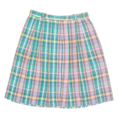 Womens A-Line Skirt Green Knee Length Striped M