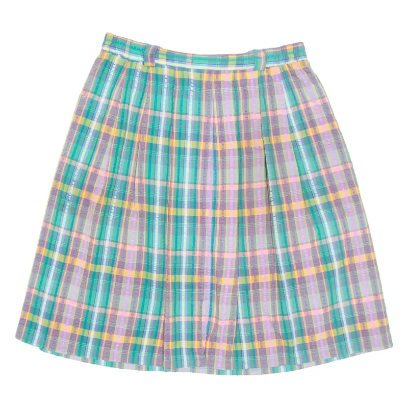 Womens A-Line Skirt Green Knee Length Striped M