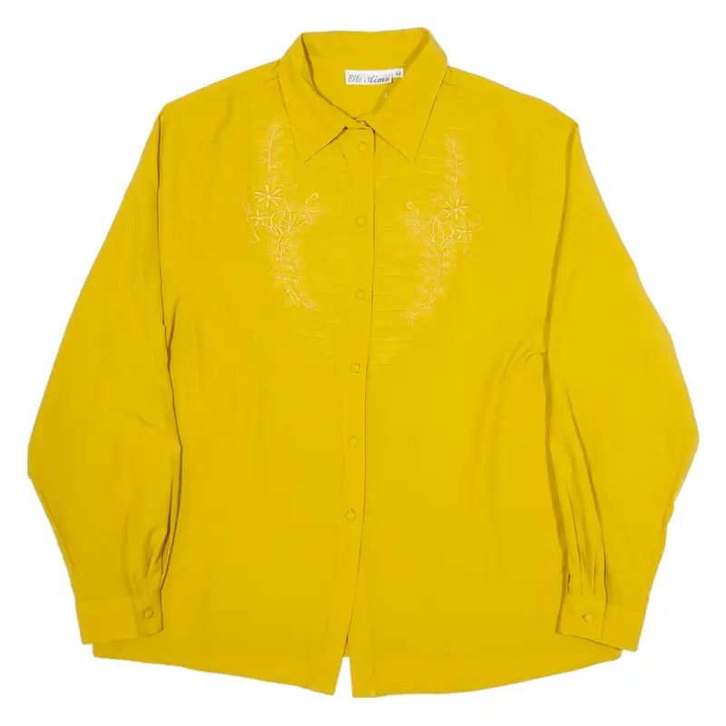 ELLE AIME Womens Blouse Yellow Long Sleeve L
