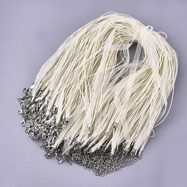 Waxed Cord and Organza Ribbon Necklace Making