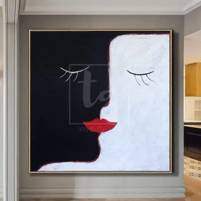 Faces Original Abstract Painting Oversized Abstract Wall Painting On Canvas Black Painting Love Abstract | FUSION OF HEARTS