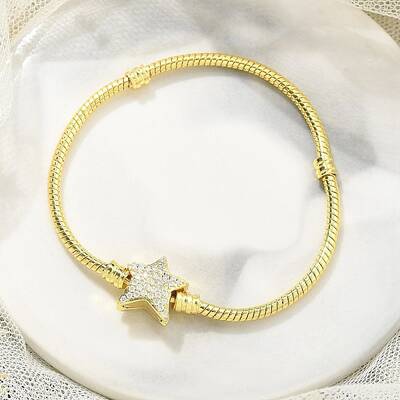 Brass Micro Pave Cubic Zirconia Link Bracelets