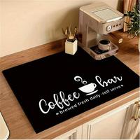Coffee Themed Kitchen Mat, 1 Count Non-slip Kitchen Placemat, Absorbent Coffee Machine Mat, Kitchen Decorative Mat for Coffee...