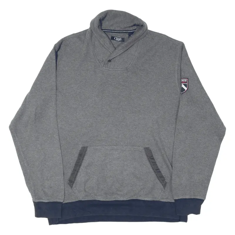 CHAPS Sport Jumper Grey Tight Knit Collared Mens L