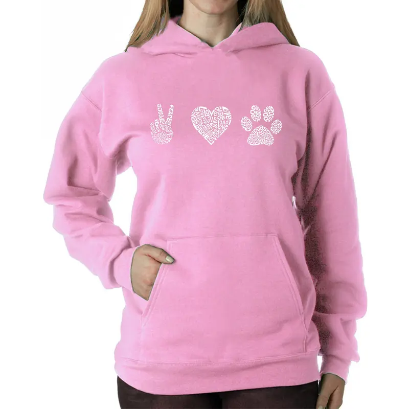 Peace Love Dogs - Women's Word Art Hooded Sweatshirt - Blue - XXXX-Large