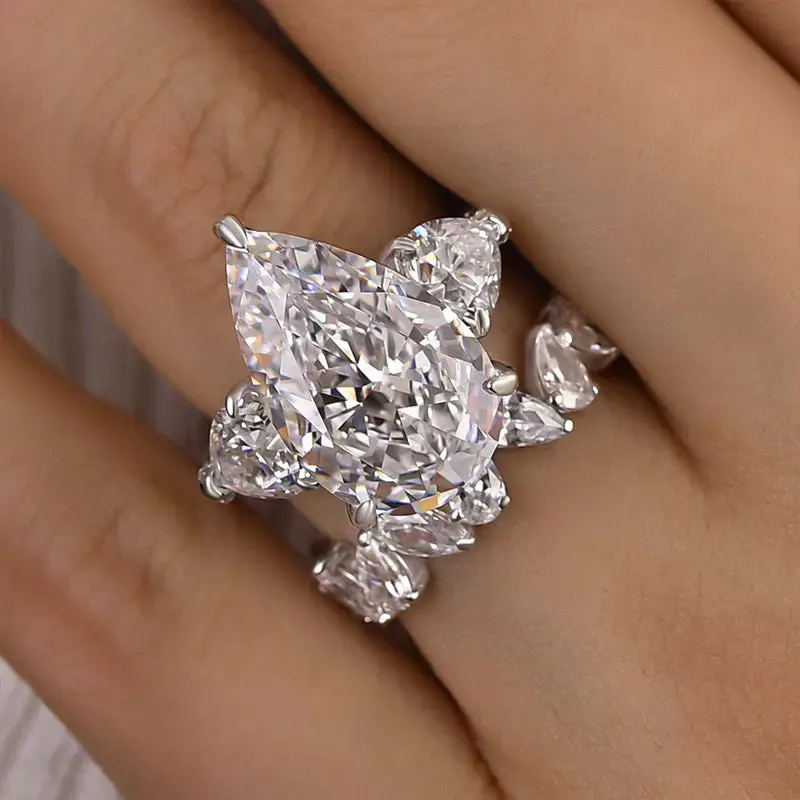 Maxine Luxury 8.0ct Pear Cut Engagement Ring Set,Bridal Ring Set,5A Cubic Zirconia Women's Ring Jewelry,Wedding Ring Set for ...