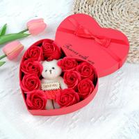 Artificial Rose & Cute Bear Design Gift Box Set, 1 Count/10pcs Gift Box With/without Necklace for Women & Men, Birthday Gift ...