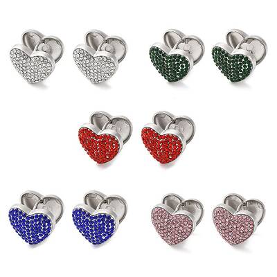 304 Stainless Steel Rhinestone Hoop Earrings for Women