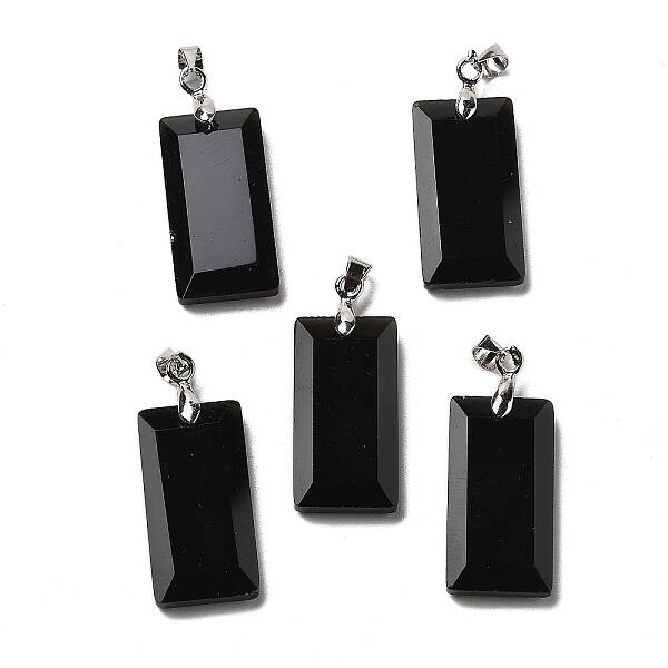 Natural Obsidian Faceted Pendants