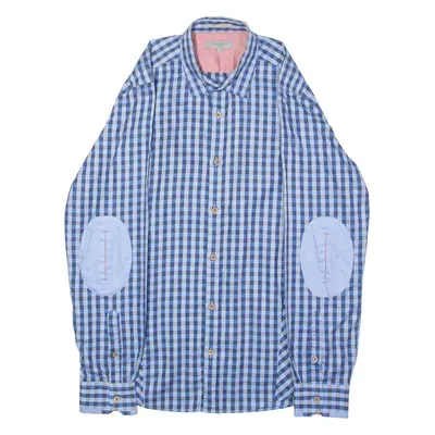 TED BAKER Mens Shirt Blue Check Long Sleeve M