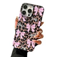 Fashion Bowknot & Leopard-pattern Phone Case, Shockproof Phone Protective Cover, Phone Accessory Compatible with iPhone 16 ...